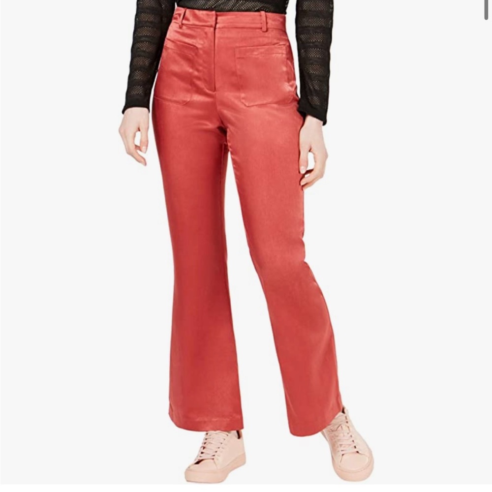 MOON RIVER Womens Satin Bootcut Dress Pants